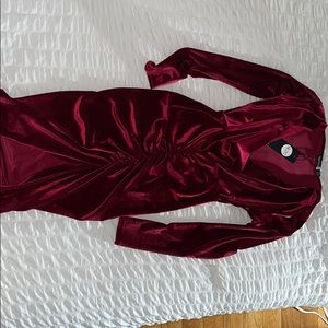 Red velvet bodycon dress boohoo